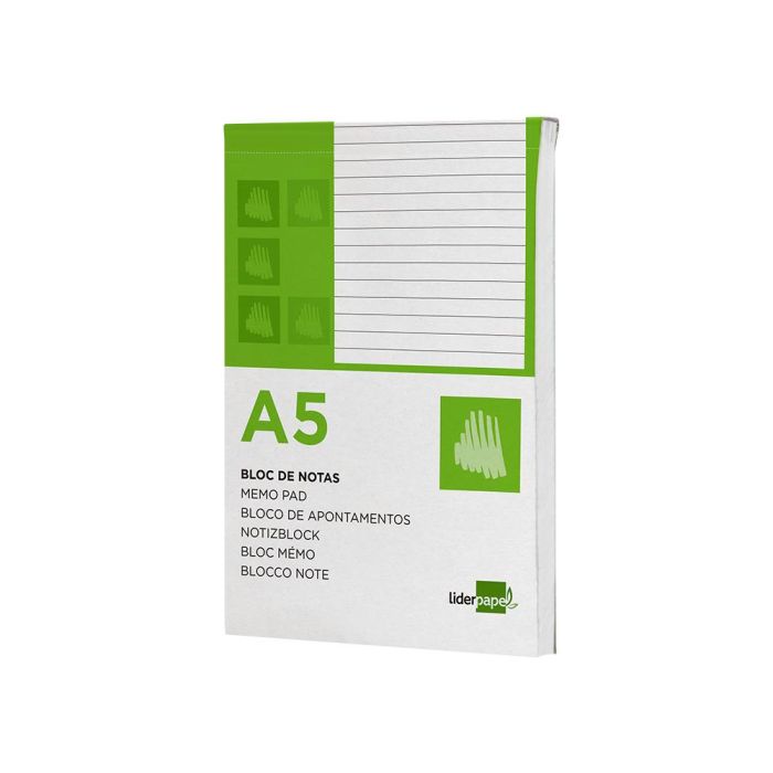 Bloc Notas Liderpapel Horizontal A5 80 Hojas 60 gr-M2 Perforado 6 unidades 2