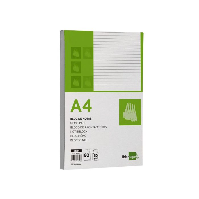 Bloc Notas Liderpapel Horizontal A4 80 Hojas 60 gr-M2 4