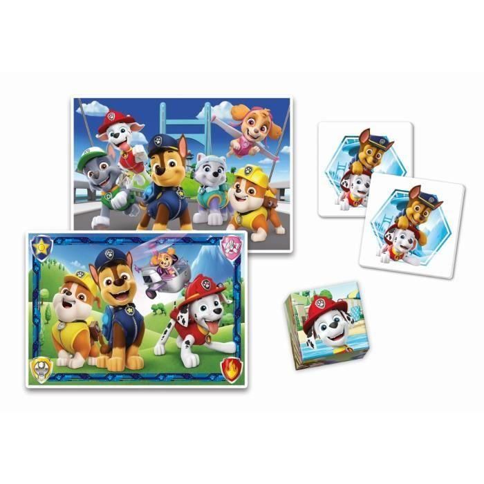 Paw Patrol - Set de actividades preescolares 4 en 1 Clementoni - 2 rompecabezas, 6 cubos y una nota - Made in Italy 1