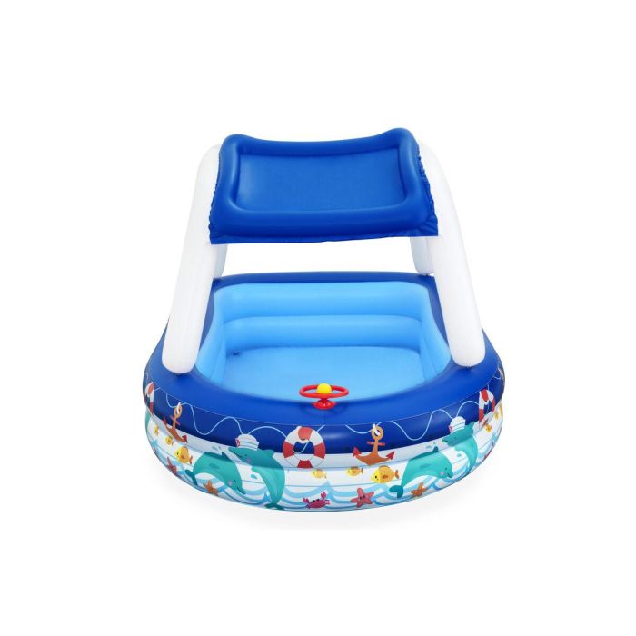 Bestway Piscina Hinchable Infantil Techo Desmontable Barco con Volante 213x155x132 cm +3 Años Jardin 54370 8