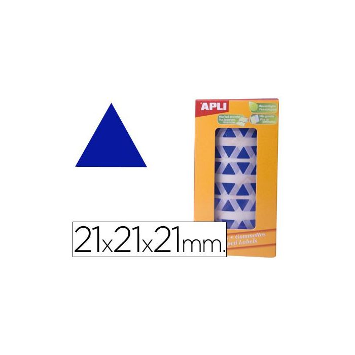 Apli Gomets Triangulares 20 mm Rollo Azul -Rollo 2832 Unidades-