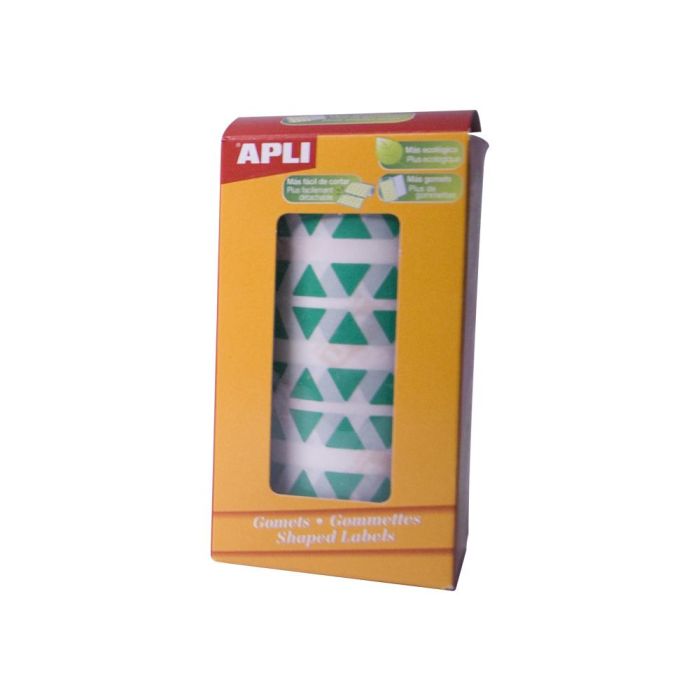 Apli Gomets Triangulares 20 mm Rollo Verde -Rollo 2832 Unidades- 1