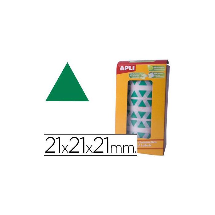 Apli Gomets Triangulares 20 mm Rollo Verde -Rollo 2832 Unidades-