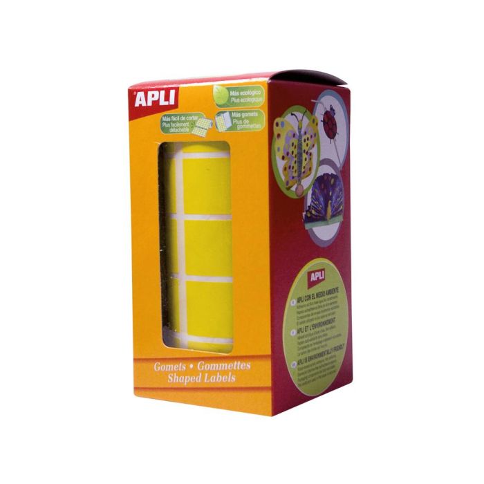 Apli Gomets Cuadrados 20 mm Rollo Amarillo -Rollo 1770 Unidades- 1