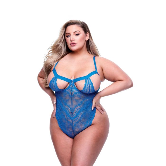 Conjunto de Lencería Baci Lingerie Lace Teddy Azul (Queen) 2