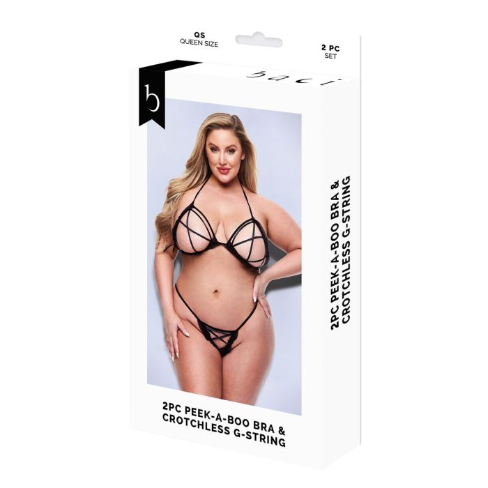 Conjunto de Lencería Baci Lingerie Crotchless G- Negro 2 Piezas