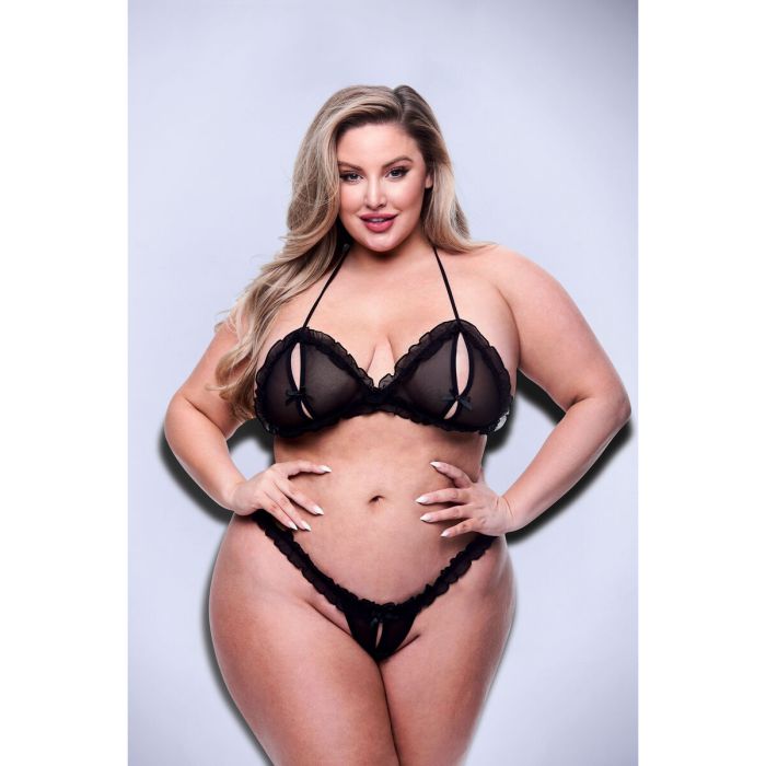 Conjunto de Lencería Baci Lingerie Crotchless G- Negro 2 Piezas 3