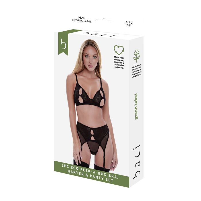 Conjunto de Lencería Baci Lingerie Peek-A-Boo Bra Negro (M/L)