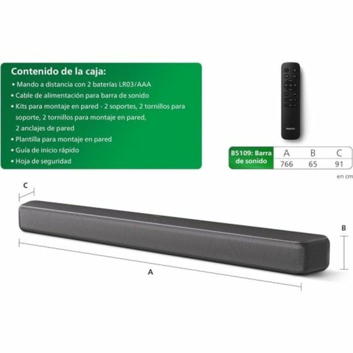 Barra de Sonido Philips TAB5109/10 Gris 60 W 1