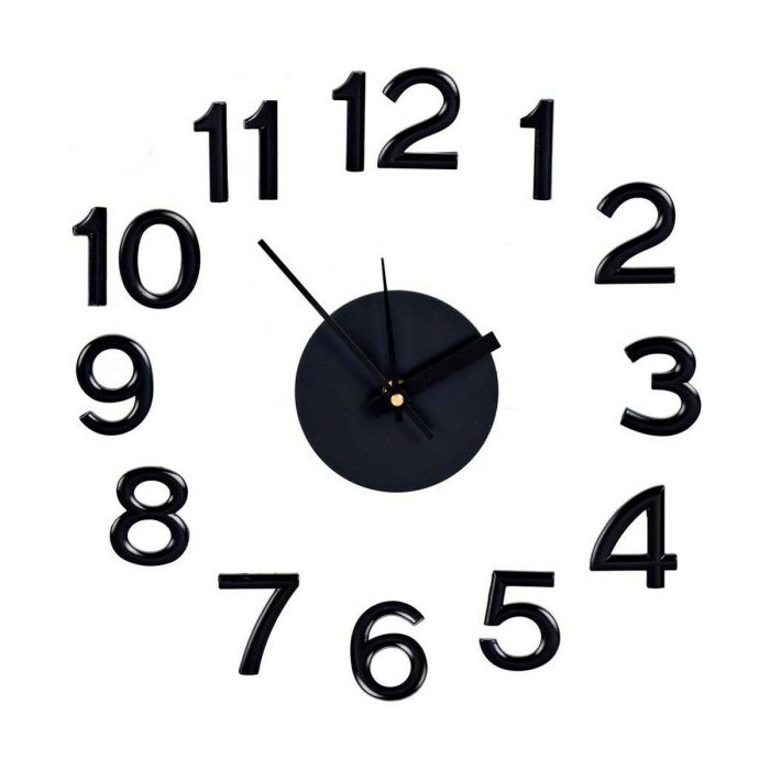 Reloj de Pared Pegatina Negro ABS EVA Ø 35 cm (6 Unidades)