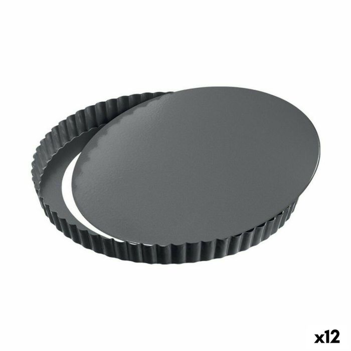 Molde Desmontable Quttin Negro Acero al carbono 32 x 2,8 cm (12 Unidades)