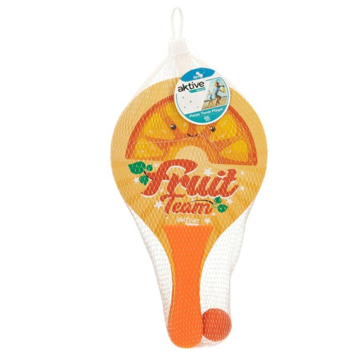 Palas de Playa con Pelota Aktive Summer Fruits Madera 18,5 x 31,5 cm (24 Unidades) 1