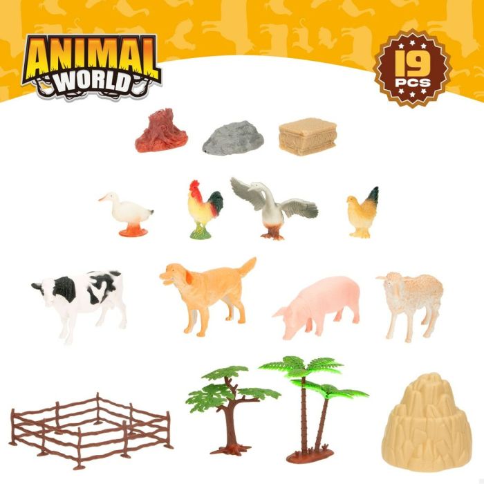 Set de Figuras de Animales Colorbaby 19 piezas Granja Plástico 13 x 8 x 3 cm (6 Unidades) 1