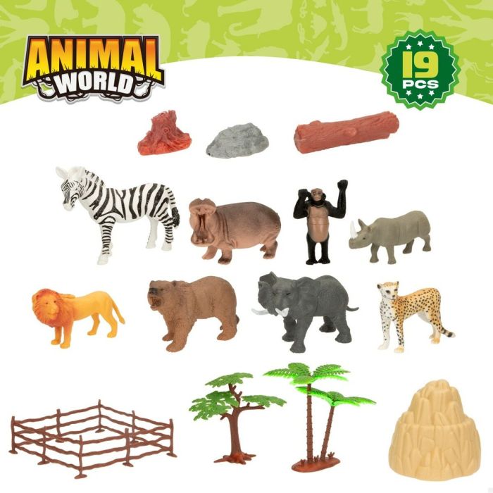 Set de Figuras de Animales Colorbaby 19 piezas Jungla Plástico 14 x 6 x 5 cm (6 Unidades) 1