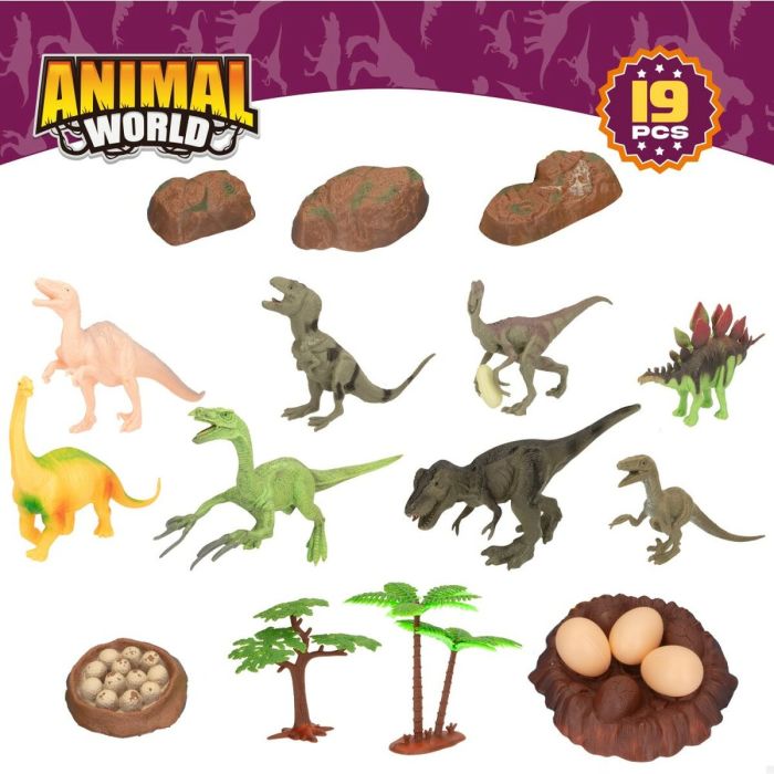 Set de Figuras Colorbaby 19 piezas Dinosaurios Plástico 17 x 9 x 6 cm (6 Unidades) 1