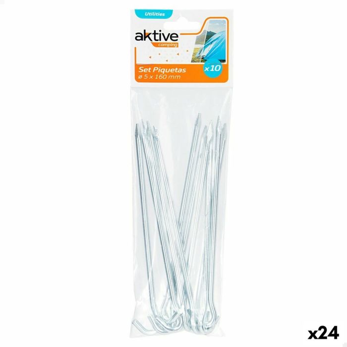 Piquetas para camping Aktive (24 Unidades) 10 Piezas 160 mm Ø 5 mm Piquetas para camping Aktive (24 Unidades) 10 Piezas 160 mm Ø 5 mm