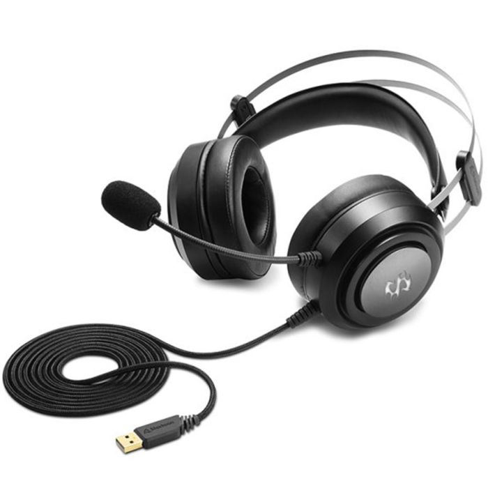 SHARKOON SGH30 Auriculares Alámbrico Diadema Juego Negro, Sonido Virtual 7.1 USB, Drivers 40mm, Diadema Flexible y Ligera, Software Ecualizador 1