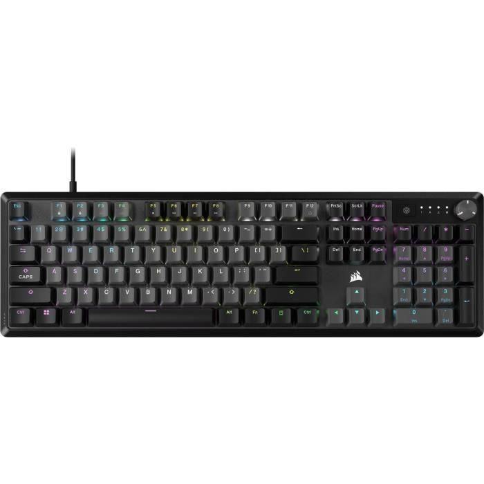 Teclado mecánico para juegos - CORSAIR - K70 CORE RGB - Interruptores lineales CORSAIR Red - Insonorización - Rueda giratoria - Gris