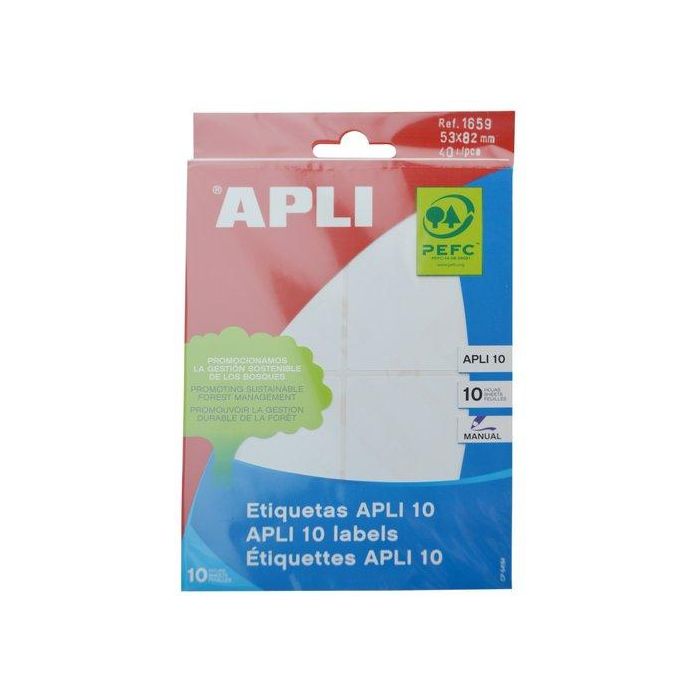 Etiquetas Adh.Manuales Bolsa Apli Blancas 10H C.Romos 53X 82 Mm 40 Uds.(01659) 10 unidades