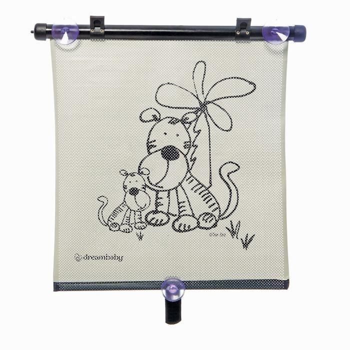 Dreambaby DRE9312742402389 Estor Enrollable para Ventana de Coche, Doble Cara Cebra y Tigre, Ajustable, 2 Unidades 2