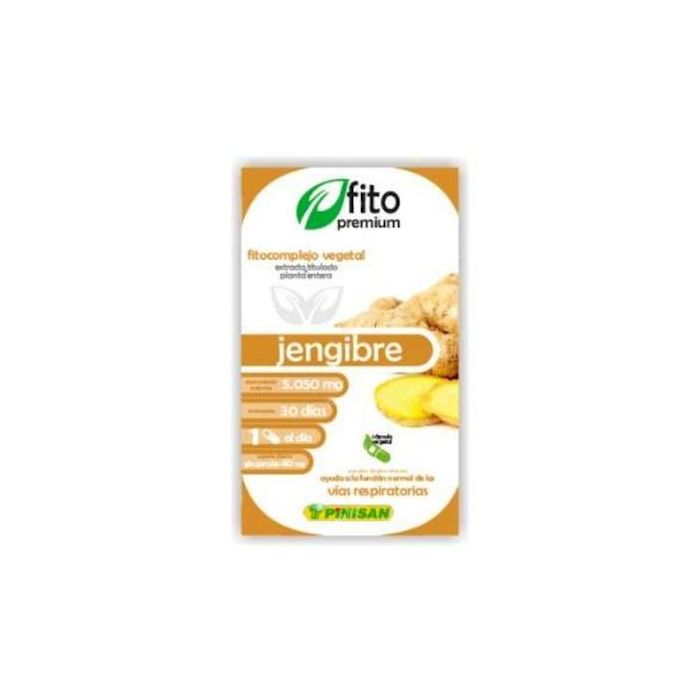 PINISAN Fito Premium Jengibre 30 Cápsulas para Vías Respiratorias, 100% Vegano, Sin Gluten ni Lactosa