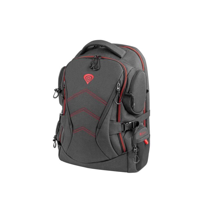 Genesis Mochila Pallad 550 Portátil 17.3" Resistente al Agua y Golpes con Múltiples Compartimentos de Poliéster Negro Rojo 2
