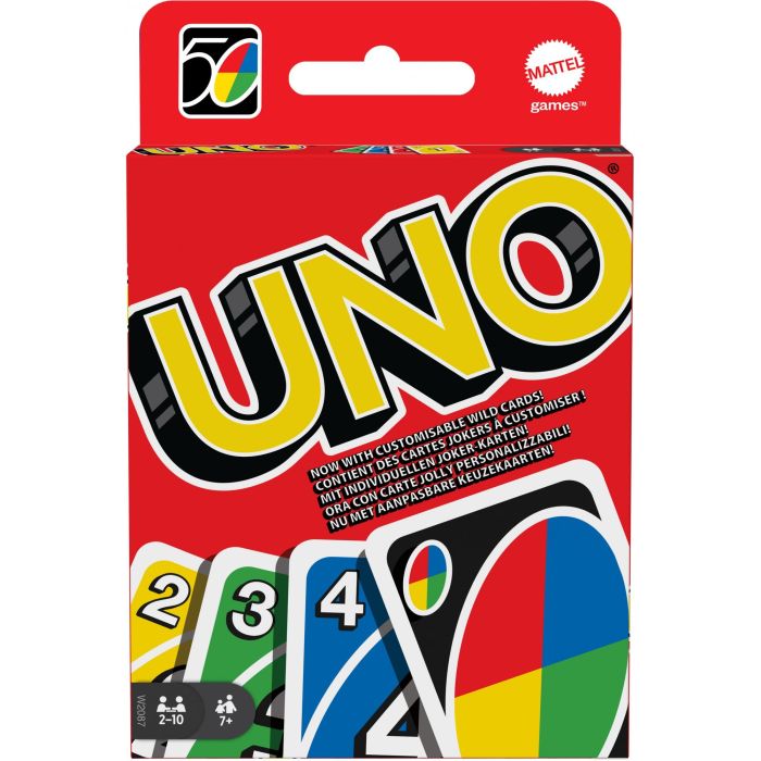 UNO W2087 Juego de Cartas Clásico Mattel Games Familiar para 2-10 Jugadores, Edad Recomendada +7 Años, Multilingüe