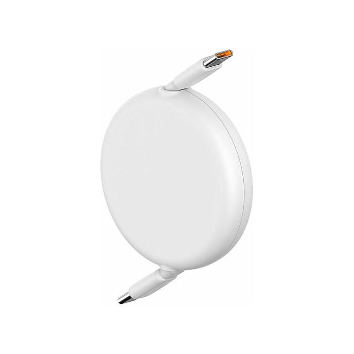 Baseus Free2Draw Cable de Carga Retráctil y Extensible USB Tipo-C a Tipo-C 100W PD, Blanco, 1 m, 480 Mbps