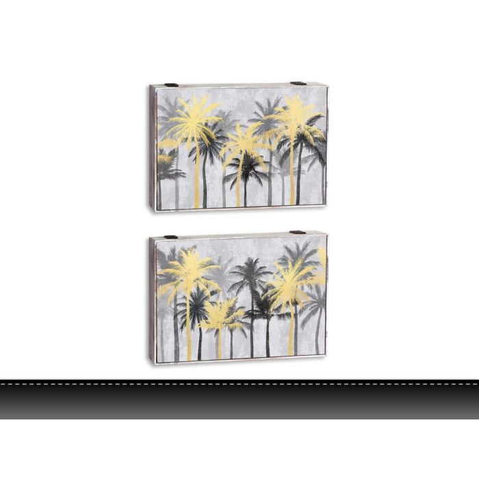 DKD Home Decor Tapa Decorativa para Contador Tropical Palmeras, MDF Dorado y Negro, 46.5x31x6 cm (2 Unidades)