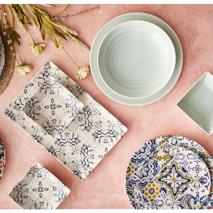 La Mediterranea Vajilla 12 Piezas Tesa Monaco Ivory Brillo - Platos Llano 26 cm, Hondo 21 cm, Postre 20 cm (2 Unidades) 7