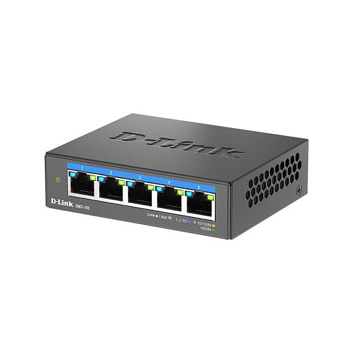 D-Link DMS-105 Switch Multi-Gigabit No Administrado de 5 Puertos 2.5G Ethernet D-Link DMS-105 Switch Multi-Gigabit No Administrado de 5 Puertos 2.5G Ethernet