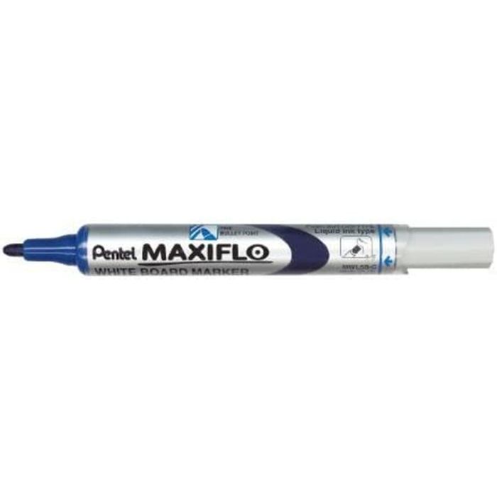 Pentel Marcador Pizarra Blanca Maxiflo Mwl-5S Azul Caja 12 Ud