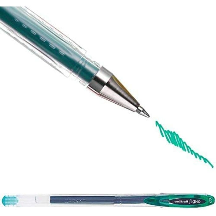 Boligrafo de tinta líquida Uni-Ball Rollerball Signo Basicos UM-120 Verde 0,5 mm (12 Piezas) 1