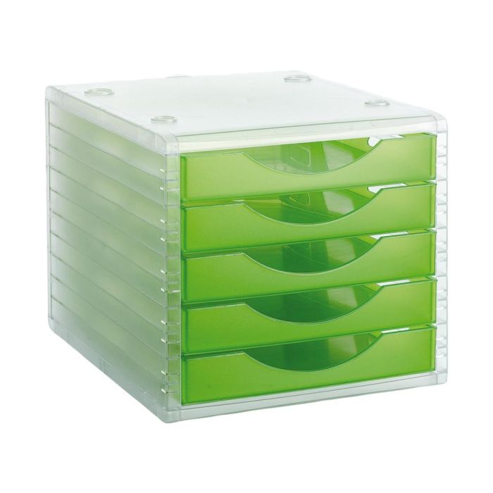 Fichero Cajones De Sobremesa Archivo 2000 340x270X260 mm Apilables 5 Cajones Verde Kiwi Translucido 1