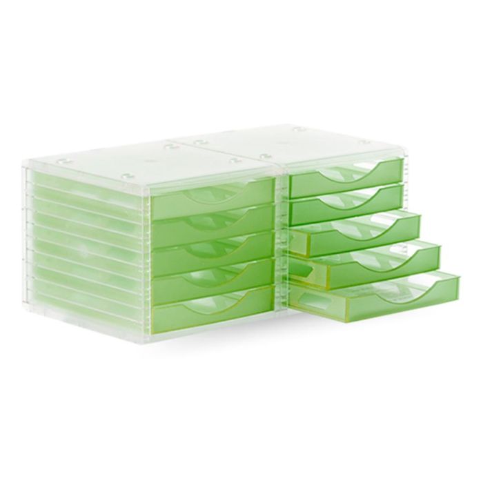 Fichero Cajones De Sobremesa Archivo 2000 340x270X260 mm Apilables 5 Cajones Verde Kiwi Translucido 2