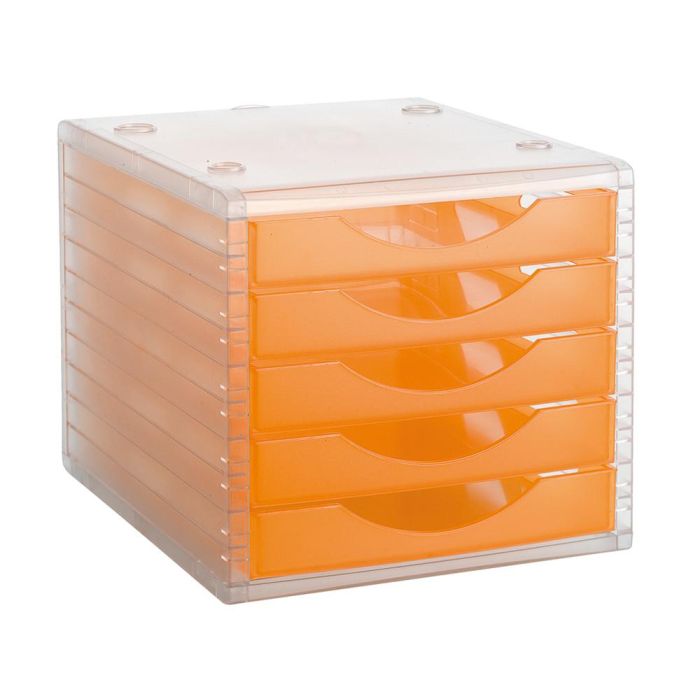 Fichero Cajones De Sobremesa Archivo 2000 340x270X260 mm Apilables 5 Cajones Naranja Mandarina Translucido 1