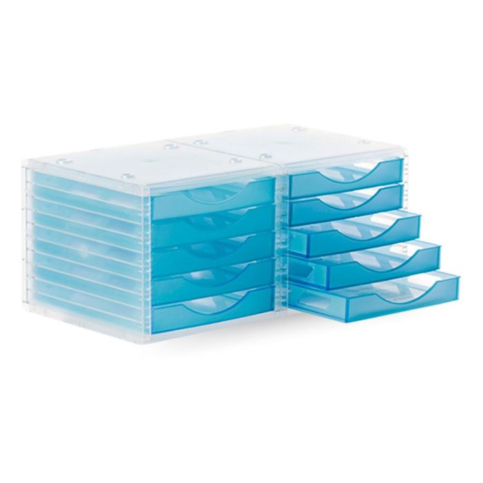 Fichero Cajones De Sobremesa Archivo 2000 340x270X260 mm Apilables 5 Cajones Azul Mar Translucido 2