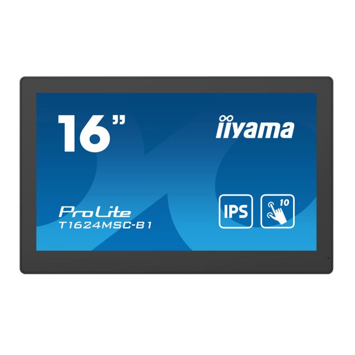 Monitor Iiyama 15,6" Pcap Bezel Free Front, 10P Touch, 1920X1080, Hdmi, 385Cd/M2 (With Touch), 800:1, Usb Interface, Sd-Card, Media Player, External Power Adapter, Speakers, Remote Control10P Touch With Supported Os (T1624MSC-B1)