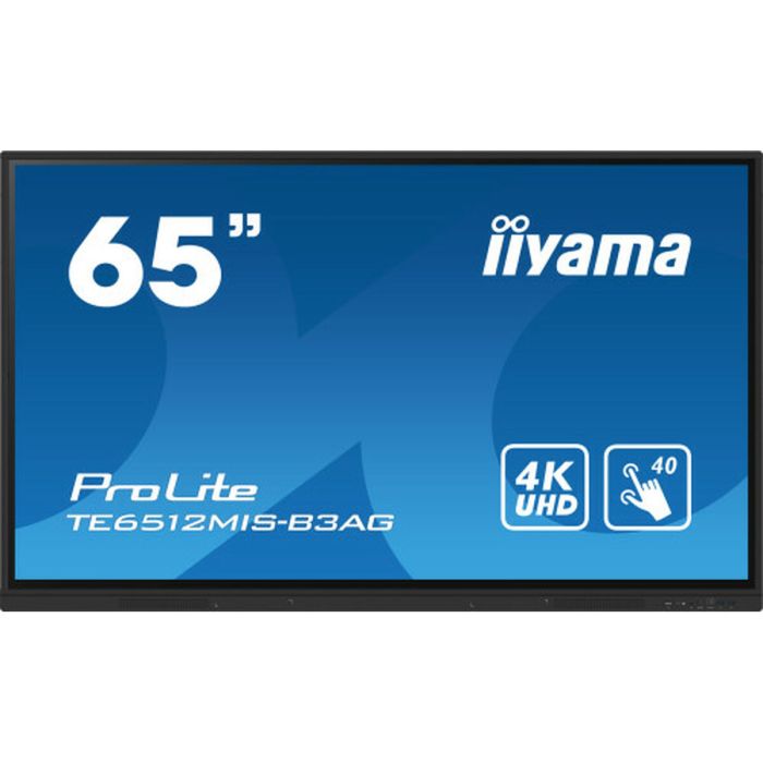 Monitor Iiyama 65" Iiware10 , Android 11, 8/64Gb, 40-Points Ir With Zero Bonding, 3840X2160, Uhd Ips Panel, Metal Housing, Fan-Less, Speakers 2X 16W Front, Vga, Hdmi 3X Hdmi-Out, Usb-C 65W Pd (Front), Audio Mini-Jack Optical Out (S/Pdif) (Te6512Mis-B