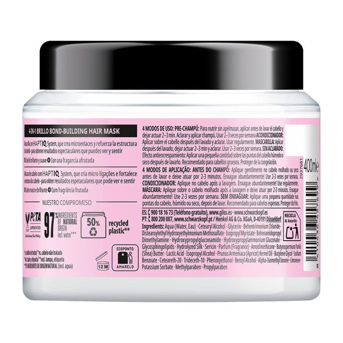 Schwarzkopf Mass Market Mascarilla Liquid Silk 4 en 1 Brillo Cabello Dañado 400 ml 1