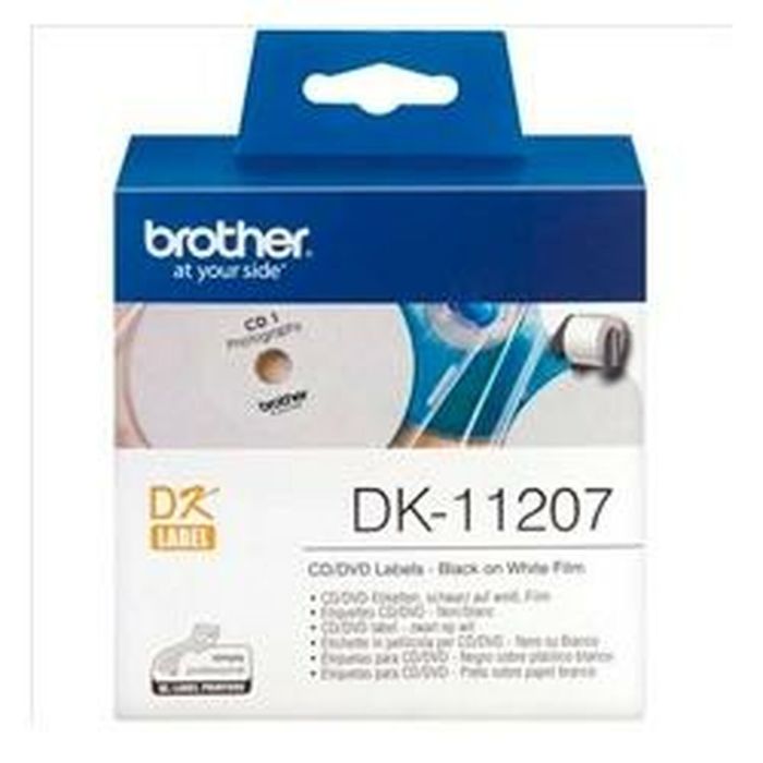 Etiquetas para Impresora Brother DK-11207 CD/DVD ø 58 mm Negro/Blanco 1