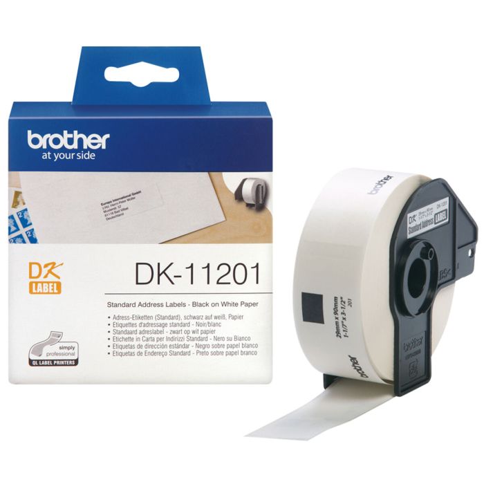 Etiquetas para Impresora Brother DK-11201 Blanco 29 x 90 mm Negro Negro/Blanco (3 Unidades) 1