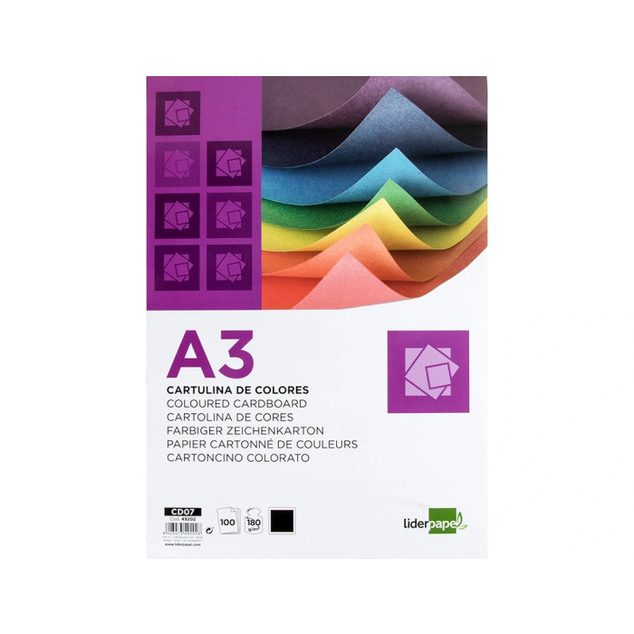 Liderpapel Cartulina A3 180g/m2 Negro Paquete de 100 Hojas 1 Liderpapel Cartulina A3 180g/m2 Negro Paquete de 100 Hojas 1