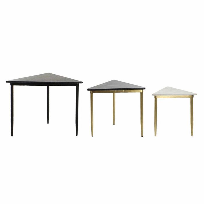 Mesita Auxiliar Moderno DKD Home Decor Blanco Negro 46.5 x 53 x 68 cm Set de 3 Mesita Auxiliar Moderno DKD Home Decor Blanco Negro 46.5 x 53 x 68 cm Set de 3