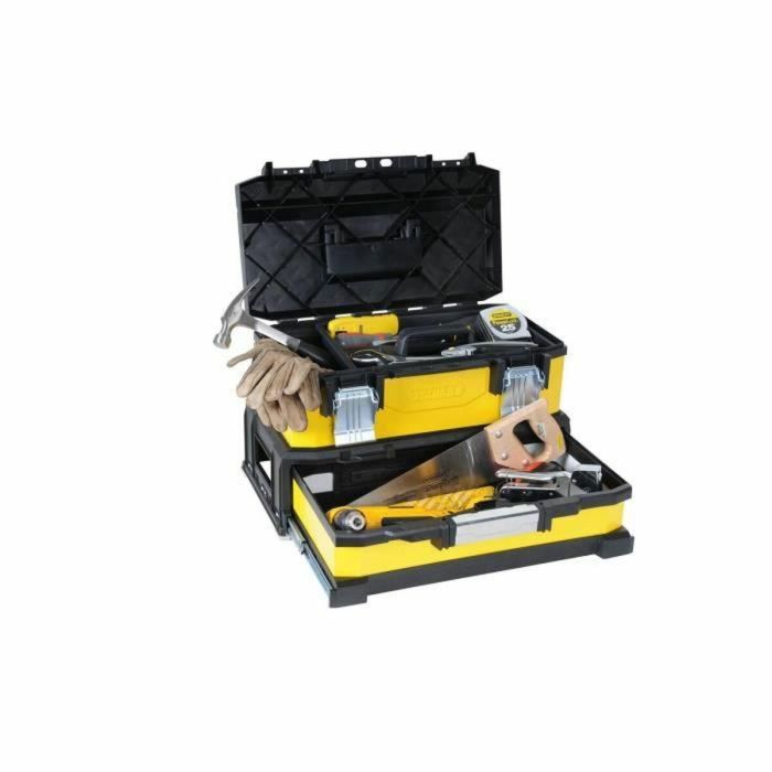 Stanley Caja de Herramientas Vacía con Cajón Amarillo 51cm - Bi-Material: Metal Galvanizado y Polipropileno - Mango Telescópico 1 Stanley Caja de Herramientas Vacía con Cajón Amarillo 51cm - Bi-Material: Metal Galvanizado y Polipropileno - Mango Telescópico 1