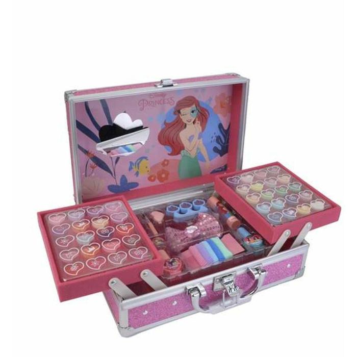 Markwins Maletín de Maquillaje Metálico Princesas Juguete 25x19,5x8,7 cm, 20 Brillos Labios, 20 Sombras Ojos, Accesorios, Edad 3+ Años 5
