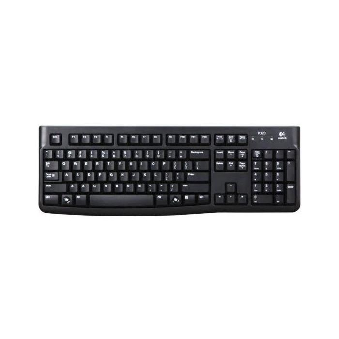 Logitech K120 Teclado USB para Empresas Plug & Play | Resistente a Derrames, Teclas Silenciosas y Duraderas, Teclado Numérico