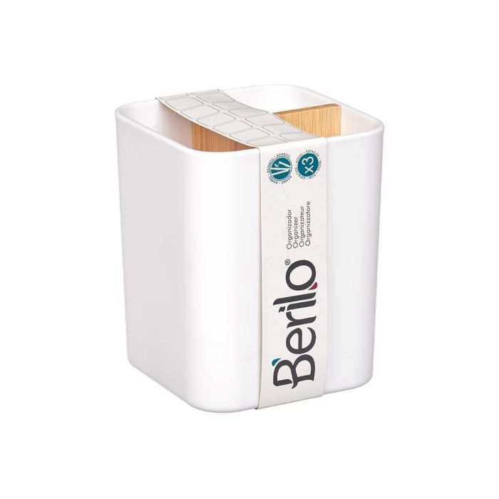 Organizador Cuadrado 3 Huecos Bambú Blanco Berilo 9x11x9 cm (6 Unidades) 1 Organizador Cuadrado 3 Huecos Bambú Blanco Berilo 9x11x9 cm (6 Unidades) 1