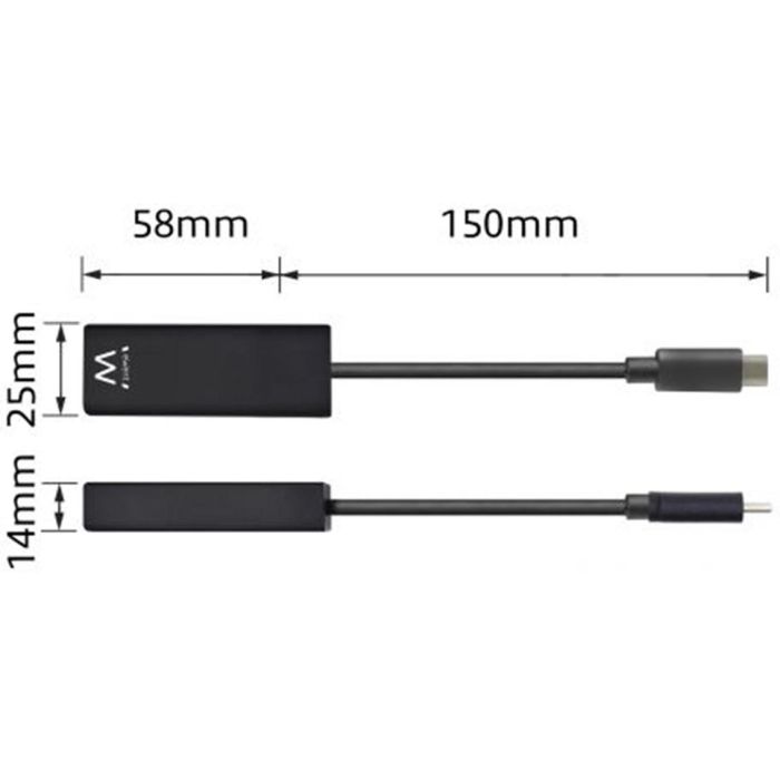 Ewent EW9828 Adaptador de Red Ethernet USB Tipo C 3.2 Gen 1 5000 Mbit/s para Portátil Negro 2 Ewent EW9828 Adaptador de Red Ethernet USB Tipo C 3.2 Gen 1 5000 Mbit/s para Portátil Negro 2