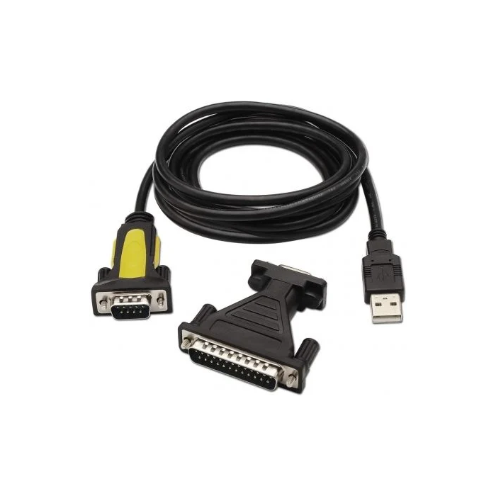 Aisens Conversor USB a Serie Rs232 Db9-M Db25-M Negro 1.8M 1
